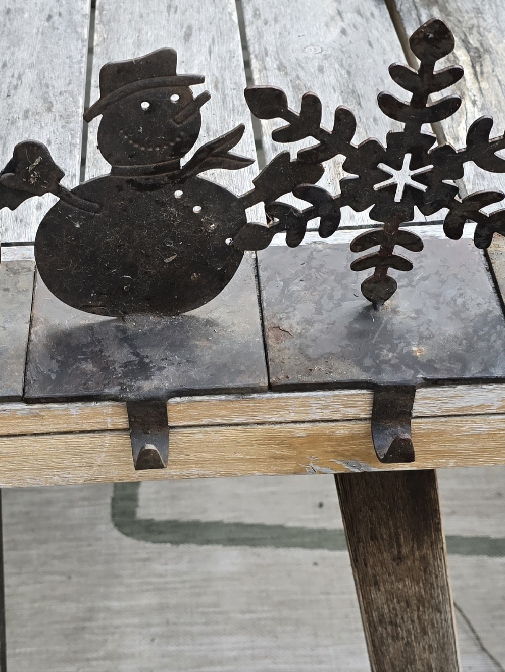 Vintage Christmas Decorations Heavy Rustic Fireplace Hangers